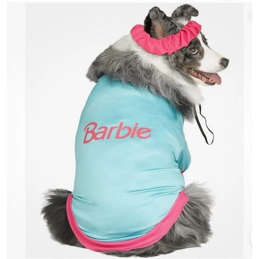 Barbie Aerobics Dog Halloween Costume Blue‎ Pink Shirt Leg Warmers XS 6 -10 lbs - Picture 3 of 5